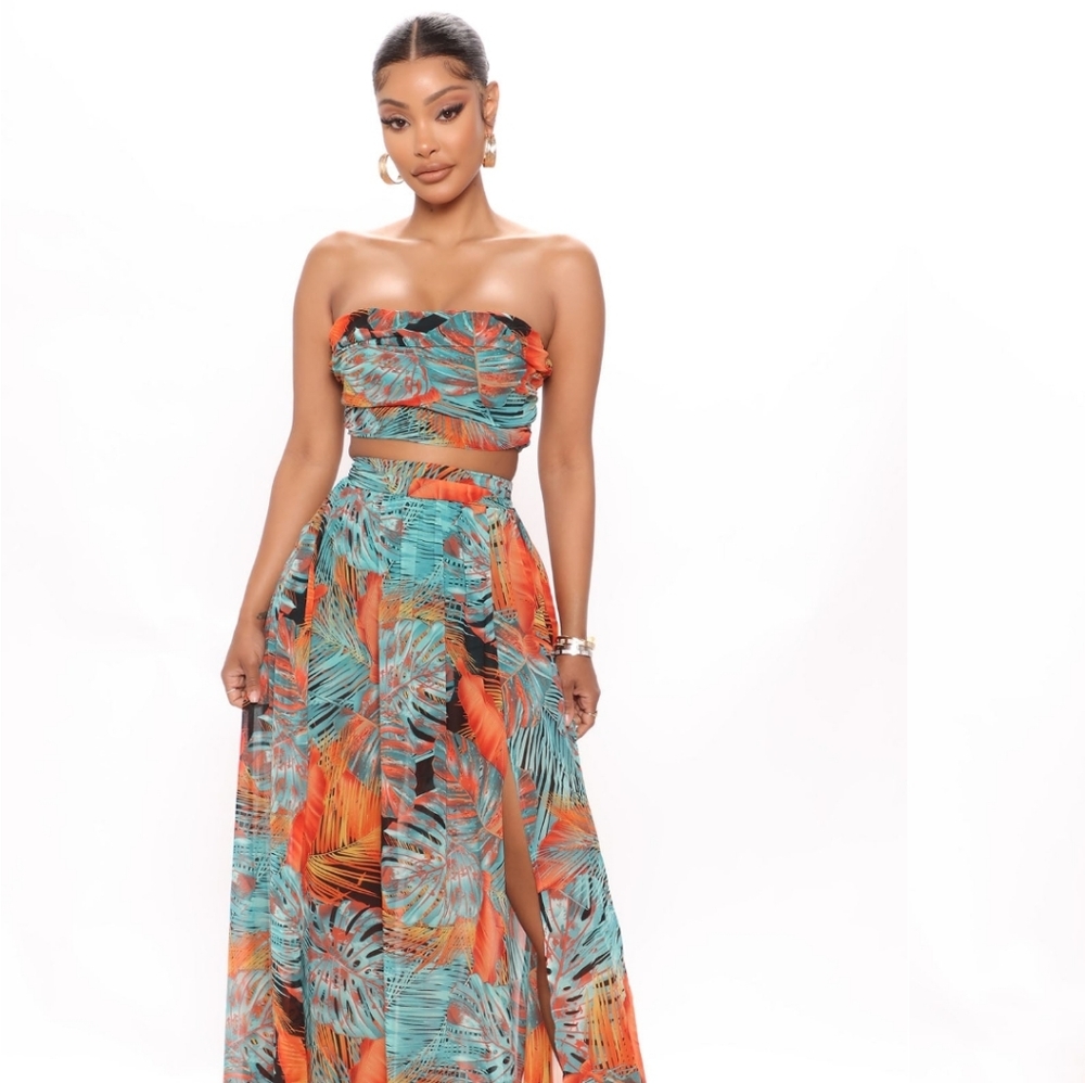 Tropical Print Two-Piece Set
